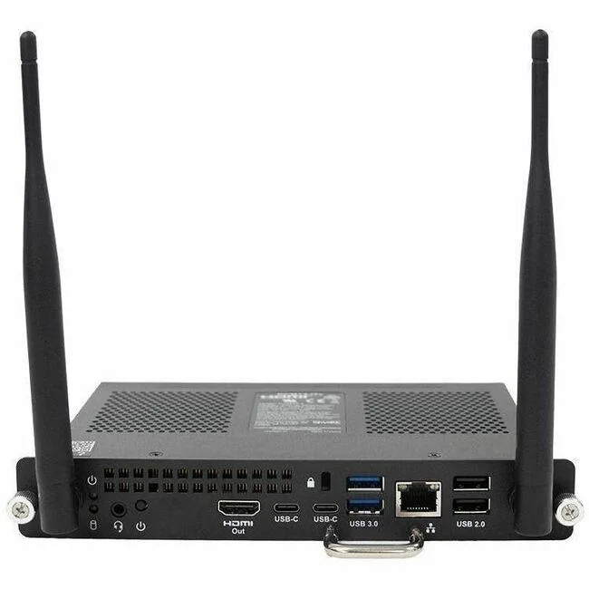 Rectangular OPS module with matte black finish and multiple ports