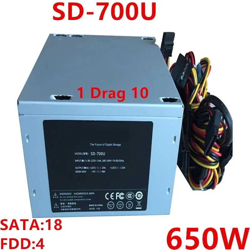 Black rectangular ATX power supply unit with 650W rating