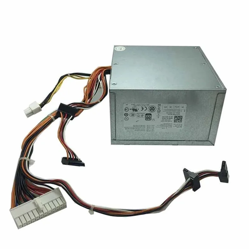 Rectangular ATX power supply unit in matte black metal finish with cooling fan visible on one side
