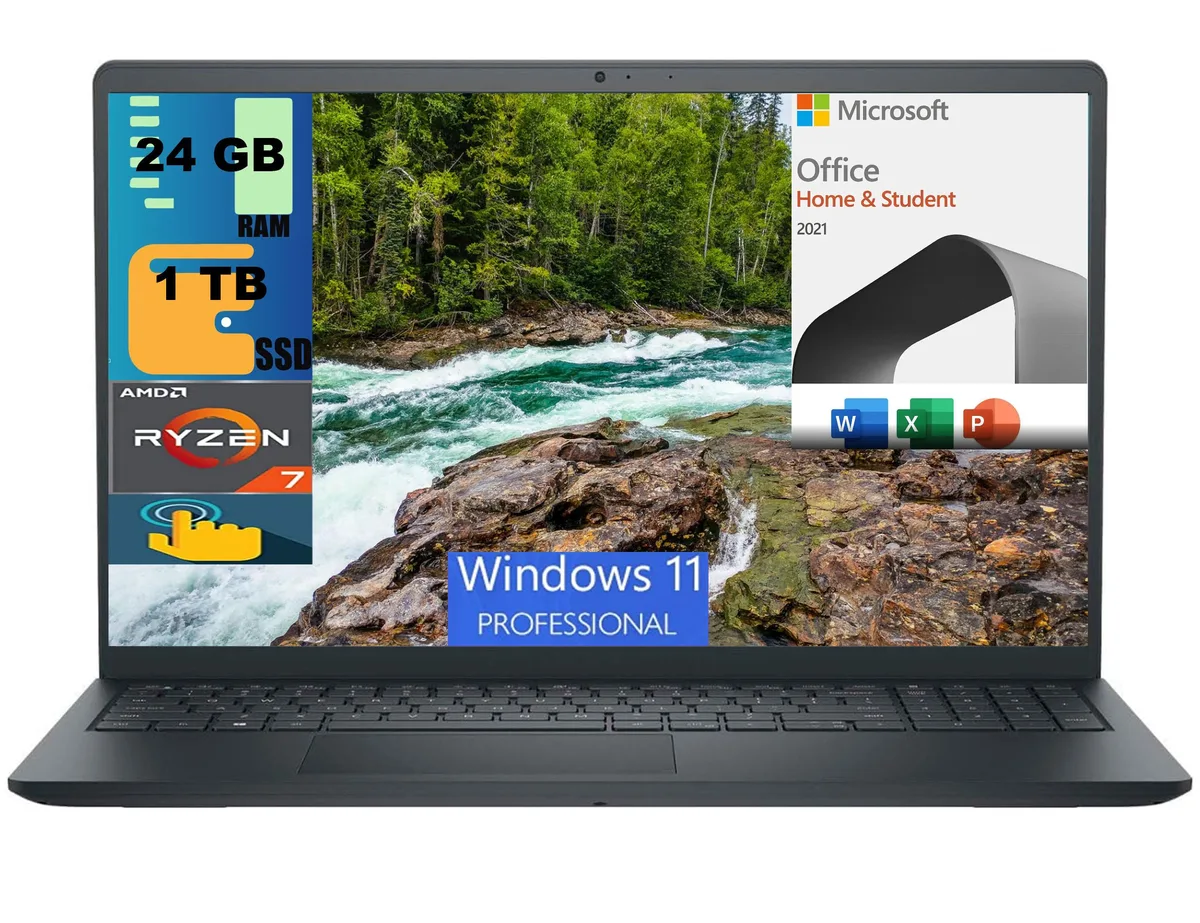 DELL DELL Inspiron 15 laptop AMD Ryzen 7 7730U 24GB 1TB SSD 15.6" FHD touchscreen — photo du produit