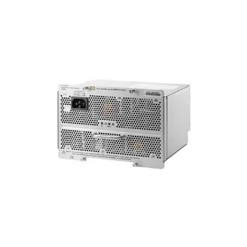 Rectangular silver metal power supply unit with ventilation grille and HP branding