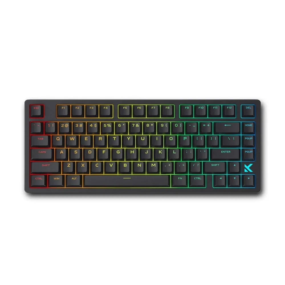 Black 75% wired keyboard with PBT keycaps and USB-C cable