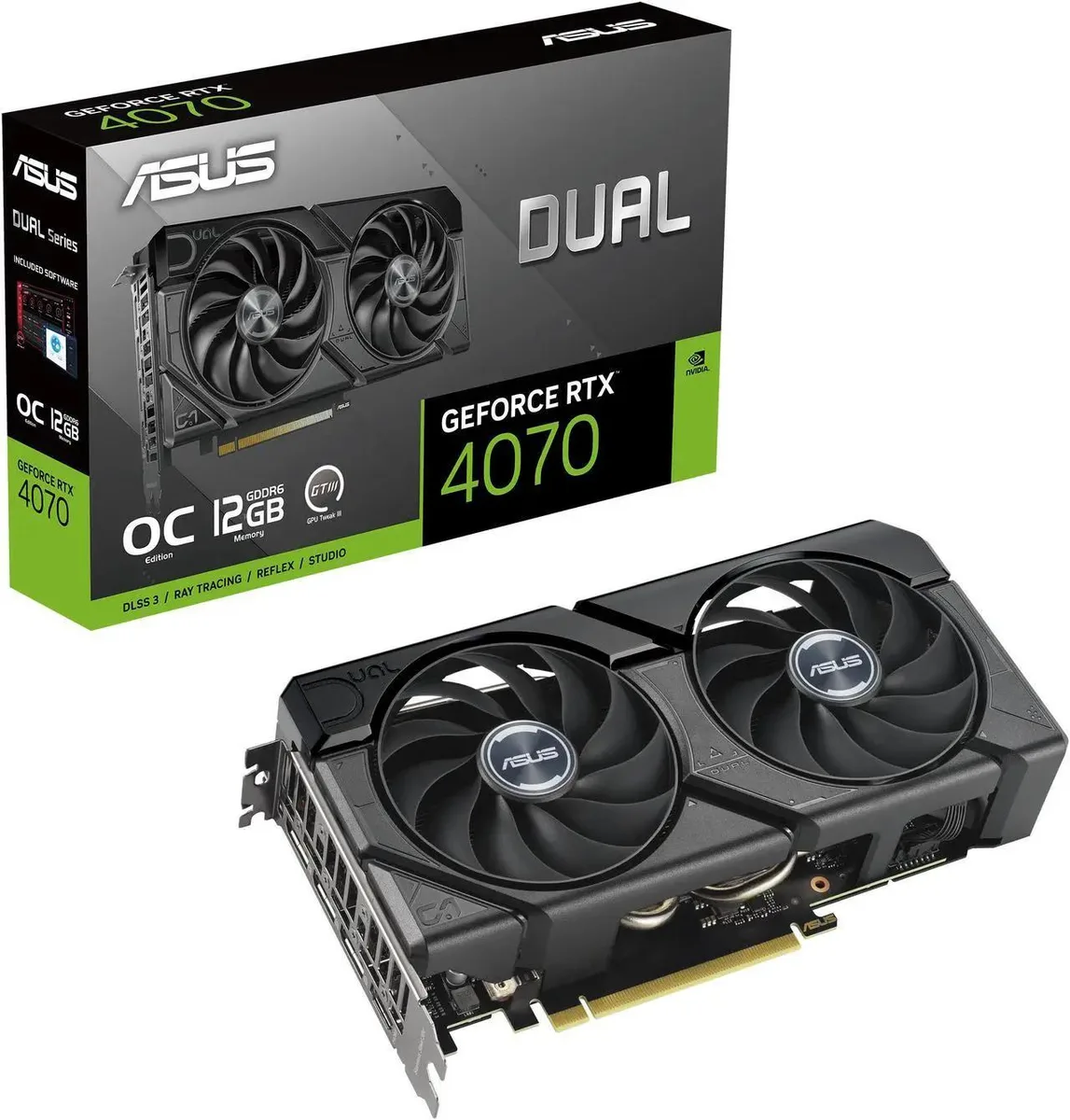 ASUS ASUS Dual GeForce RTX 4070 EVO OC Edition 12GB GDDR6 graphics card — Produktfoto