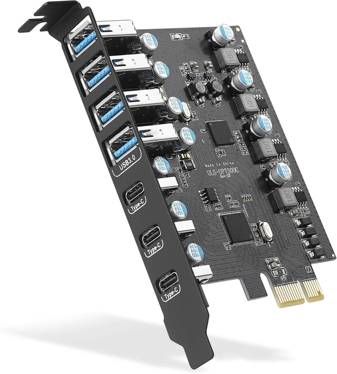 ESTONE ESTONE PCIE24A3C 7-Port USB 3.0 Expansion Card (3× Type-C, 4× Type-A) — preces foto