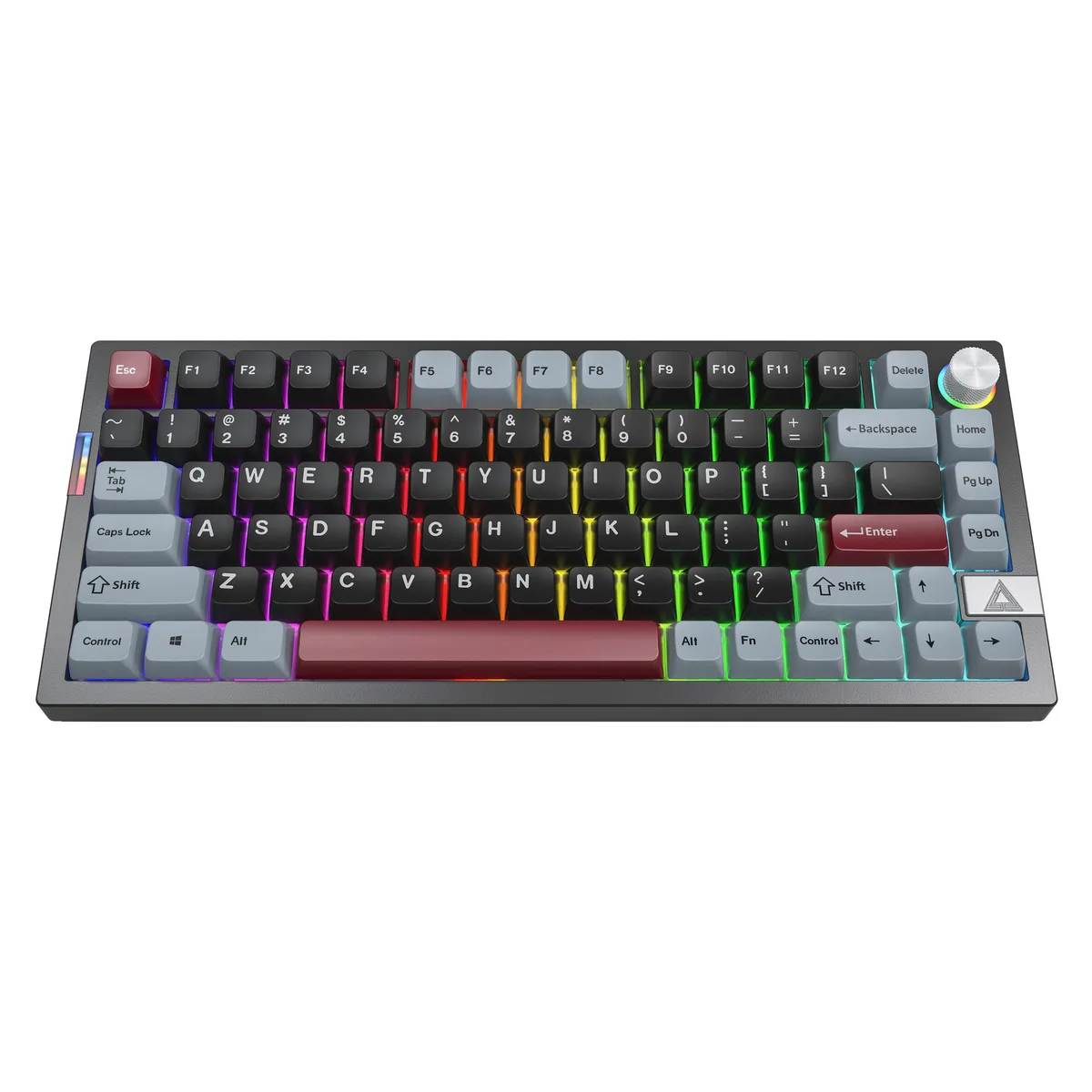 Dark brown 75% wireless mechanical keyboard with rotary knob and PBT keycaps