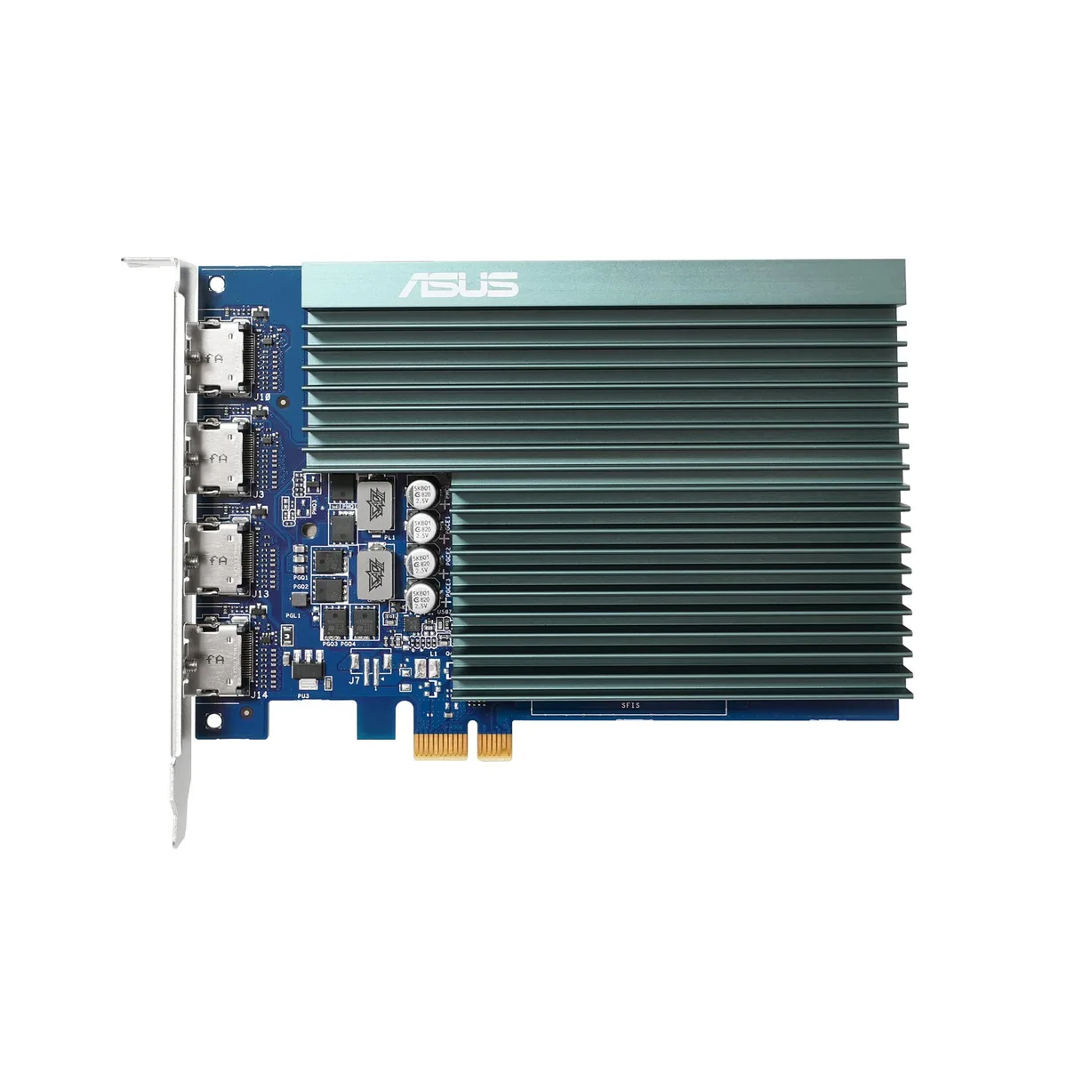 Passive single-slot graphics card with four HDMI ports