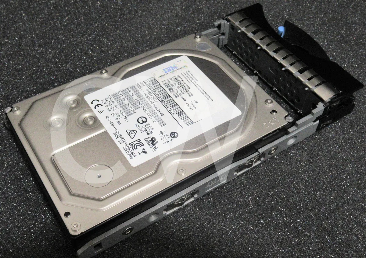Silver 3.5 inch SAS hard drive with black mounting tray