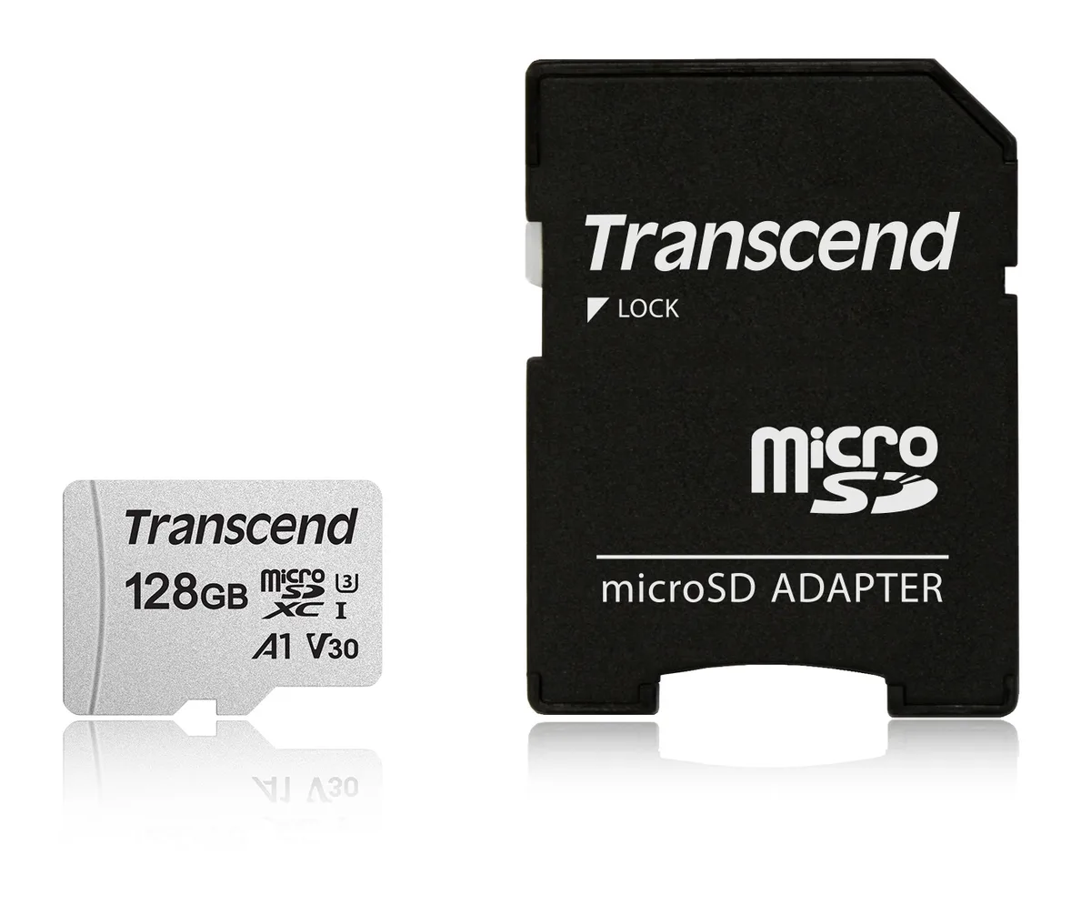 Transcend Transcend 300S 128GB microSDXC UHS-I U3 Class 10 95MB/s 100MB/s — vörumynd