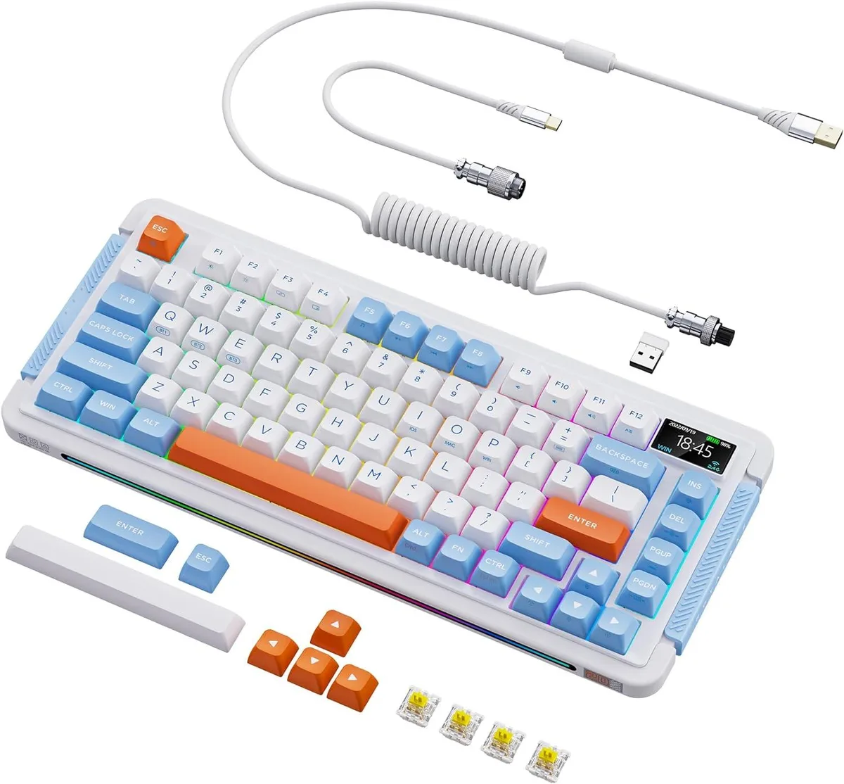 BFKK BFKK 81 Keys Wireless Mechanical Gaming Keyboard Navy White — photo du produit
