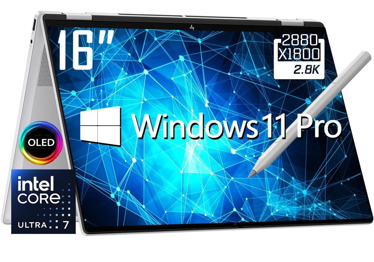 HP HP OmniBook 7 Flip 16 2-in-1 Laptop Ultra 7 258V 32GB 1TB 3K OLED 120Hz Silver — снимка на продукта