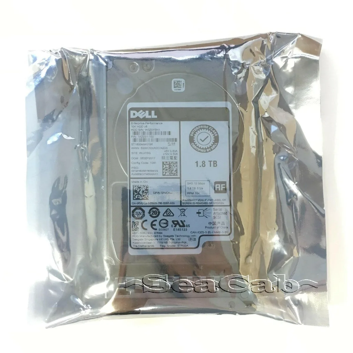 Silver 2.5-inch SAS hard drive with hot-swap tray