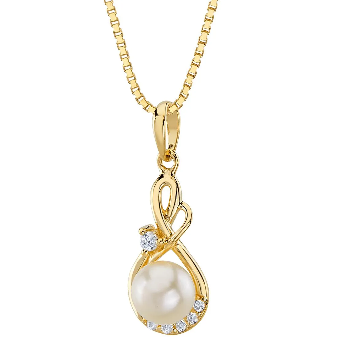 Oravo Oravo 14K Yellow Gold Freshwater Pearl Infinity Swirl Pendant Necklace 6.0mm 18in .69g — product photo