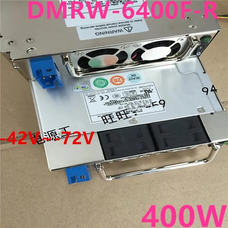 Rectangular silver ATX power supply unit with fan grille and cable bundle