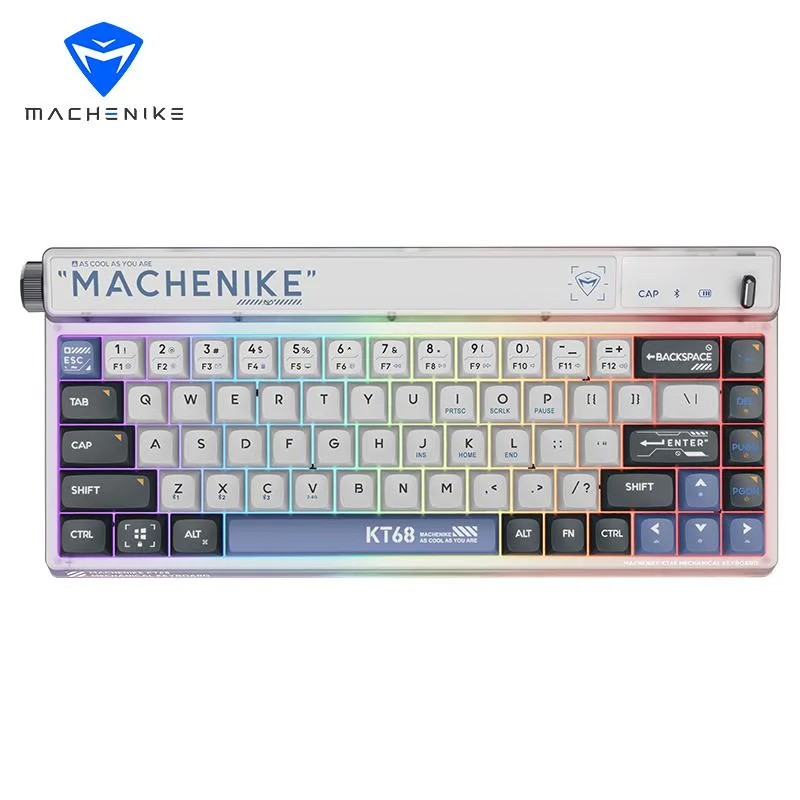 Machenike Machenike KT68 68 Key Tri-mode Red Switch White gaming keyboard — product photo