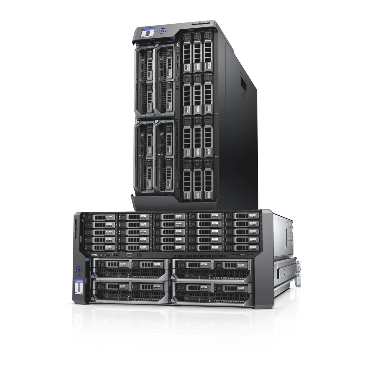 Dell PowerEdge VRTX 5U rack chassis front view with twelve 3.5 inch drive bays