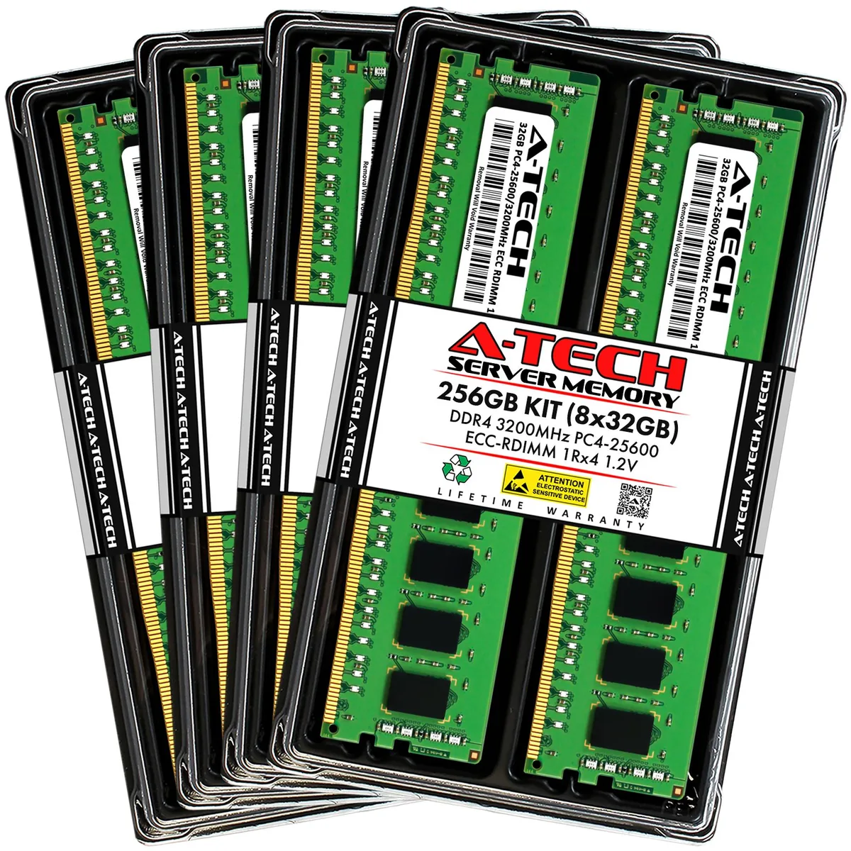 A-Tech A-Tech 256GB (8x32GB) DDR4 3200 ECC RDIMM 1Rx4 server RAM — photo du produit