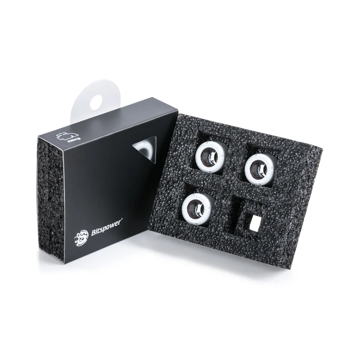 Bitspower Bitspower BP-DWEMLA12-4P G1/4" Multi-Link Fitting 12mm OD Deluxe White 4-pack liquid cooler — Produktfoto