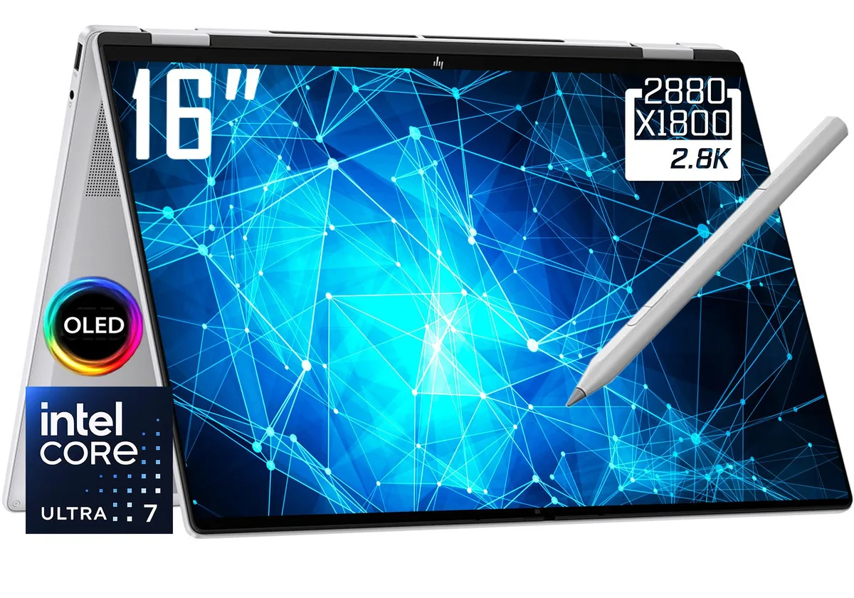 HP HP OmniBook 7 Flip 16 2-in-1 Laptop Ultra 7 258V 32GB 2TB 3K OLED 120Hz Silver — снимка на продукта