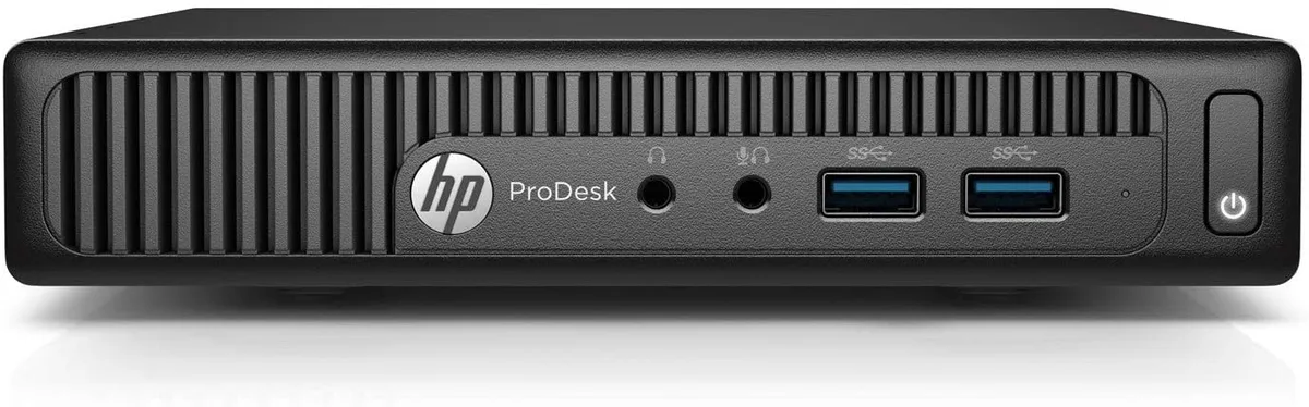 Small black HP ProDesk 400 G2 Mini desktop unit