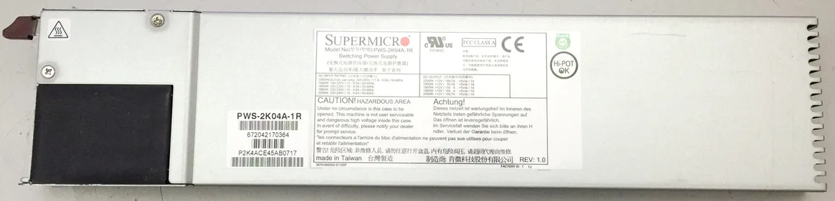 Supermicro Supermicro PWS-2K04A-1R 2000W server power supply — produktfoto