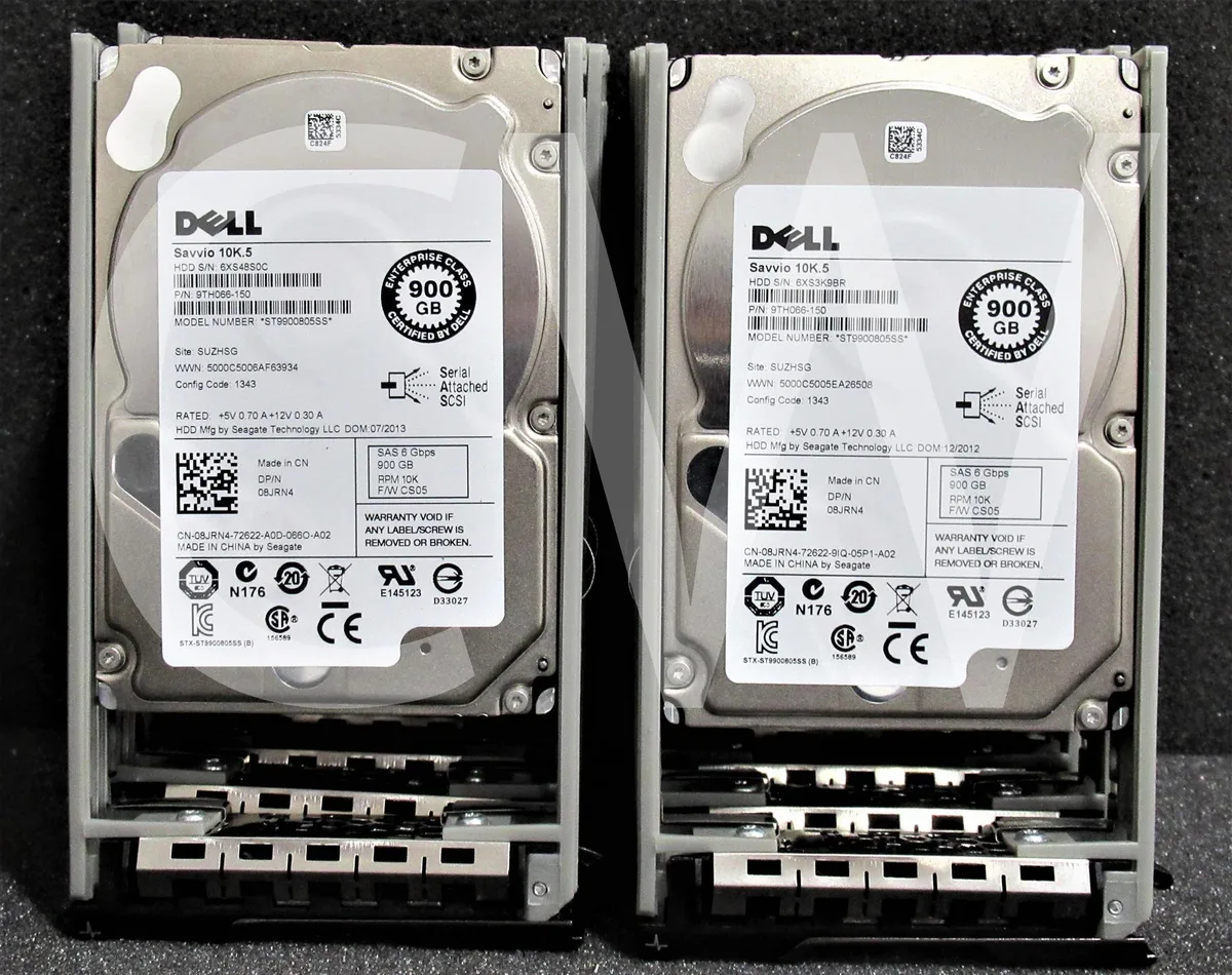 Silver 2.5-inch SAS hard drive in server caddy tray