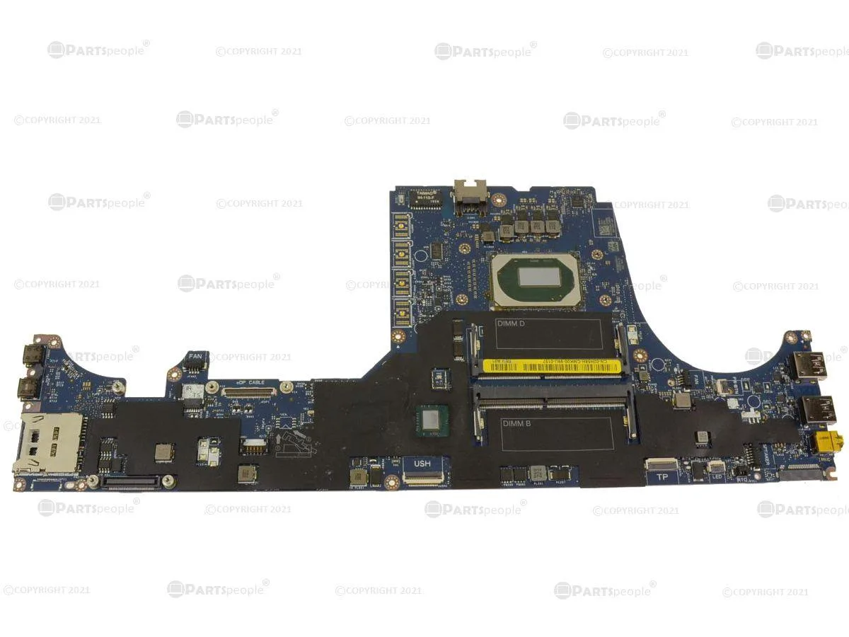 Green rectangular laptop motherboard with silver Intel Core i9-9980HK processor mounted centrally