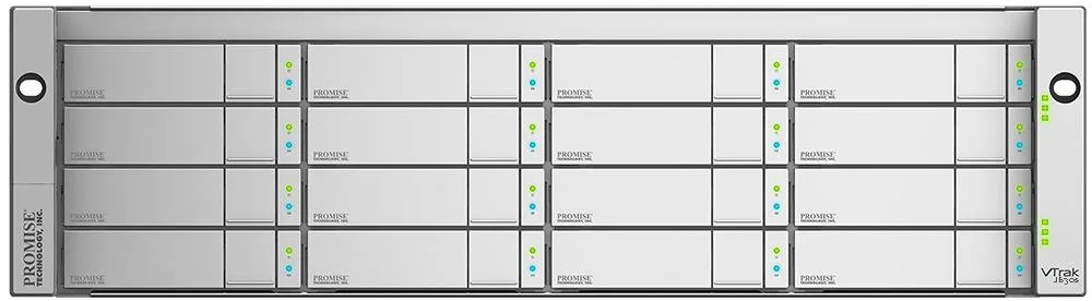 Promise VTrak E630fD desktop NAS chassis, dual-controller, silver rackmount front