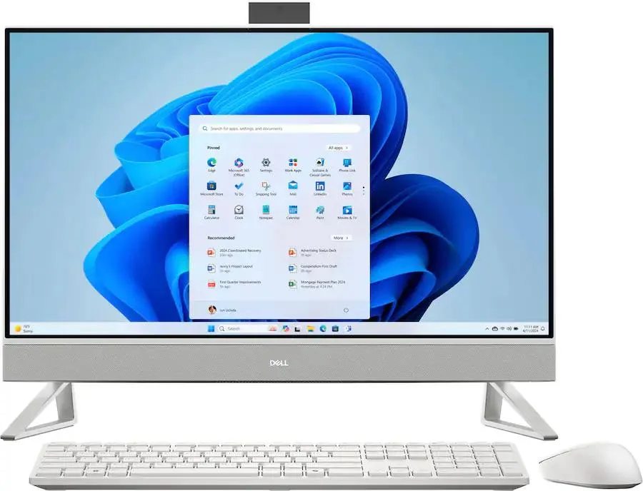 White 27-inch all-in-one desktop with touchscreen display