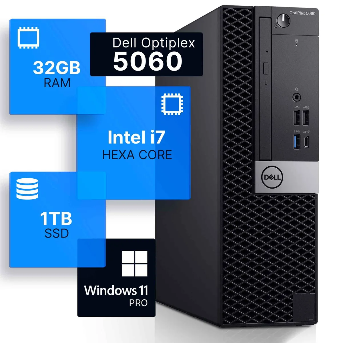 DELL Dell OptiPlex 5060 Desktop PC i7-8700 3.4GHz 32GB DDR4 1TB SSD Windows 11 Pro — photo du produit