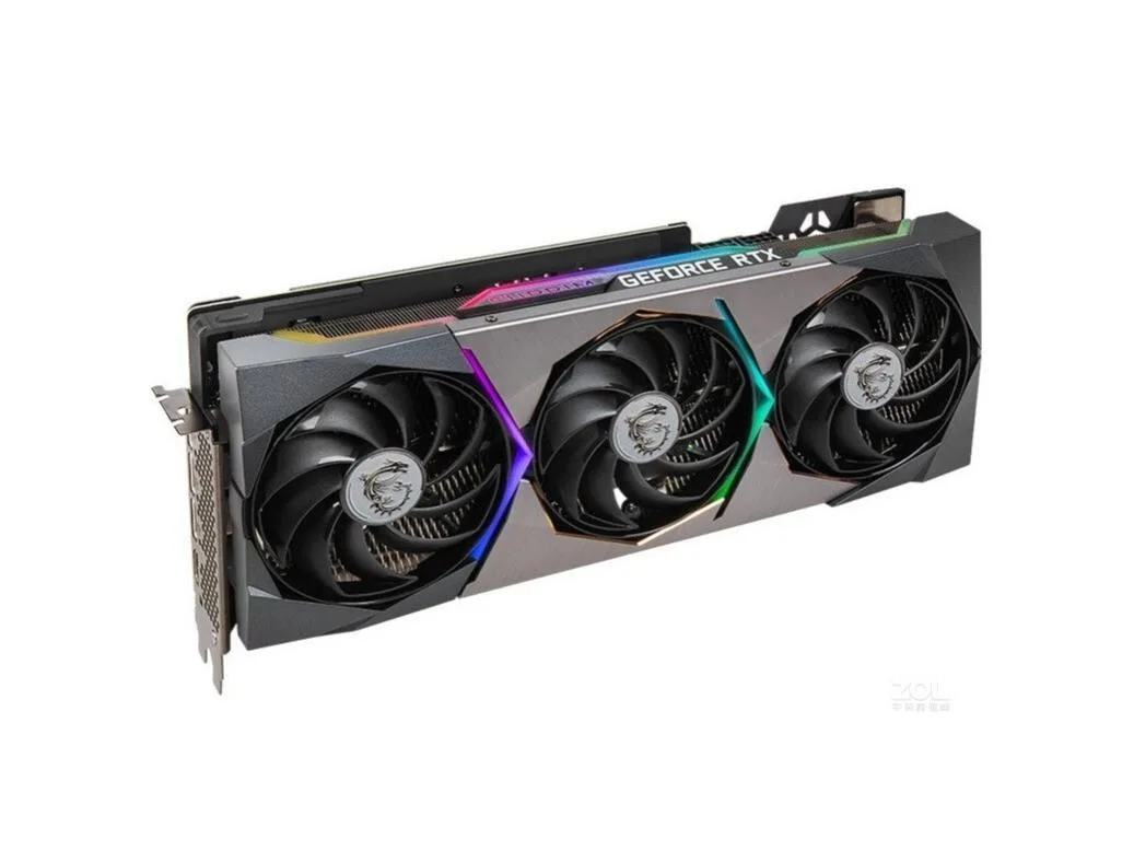 MSI GeForce RTX 3070 SUPRIM graphics card, triple-fan cooler, brushed metal finish