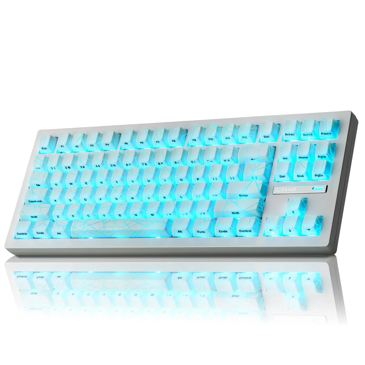 ZORNHER ZORNHER ZH870 80% Wireless Mechanical Gaming Keyboard White Spider Web — fotografija proizvoda