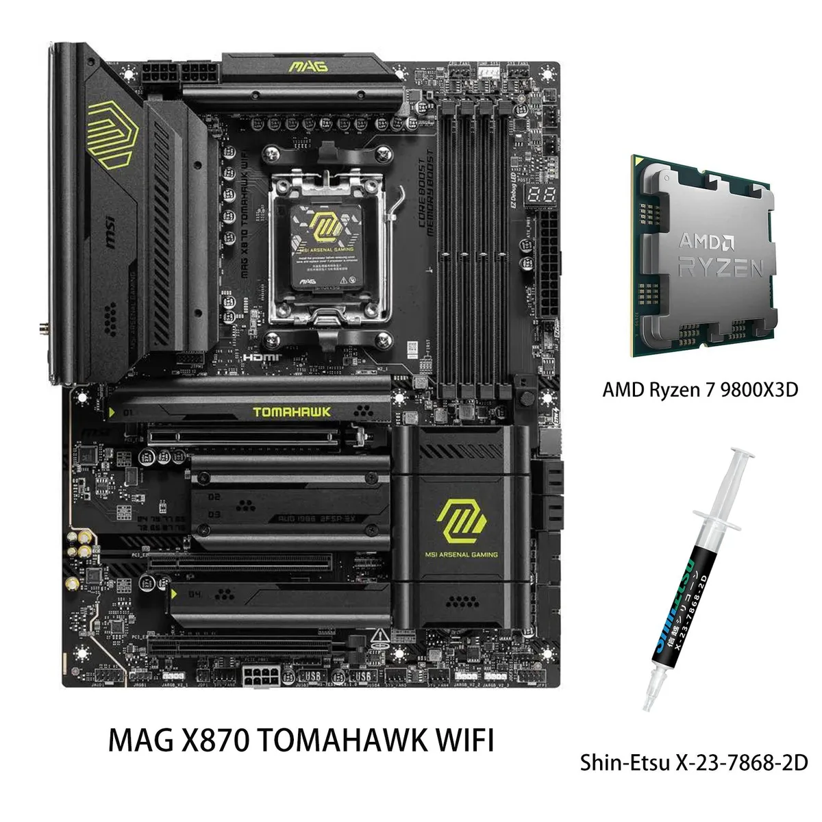 MSI MSI MAG X870 TOMAHAWK WIFI AMD motherboard with Ryzen 7 9800X3D CPU Combo — photo du produit