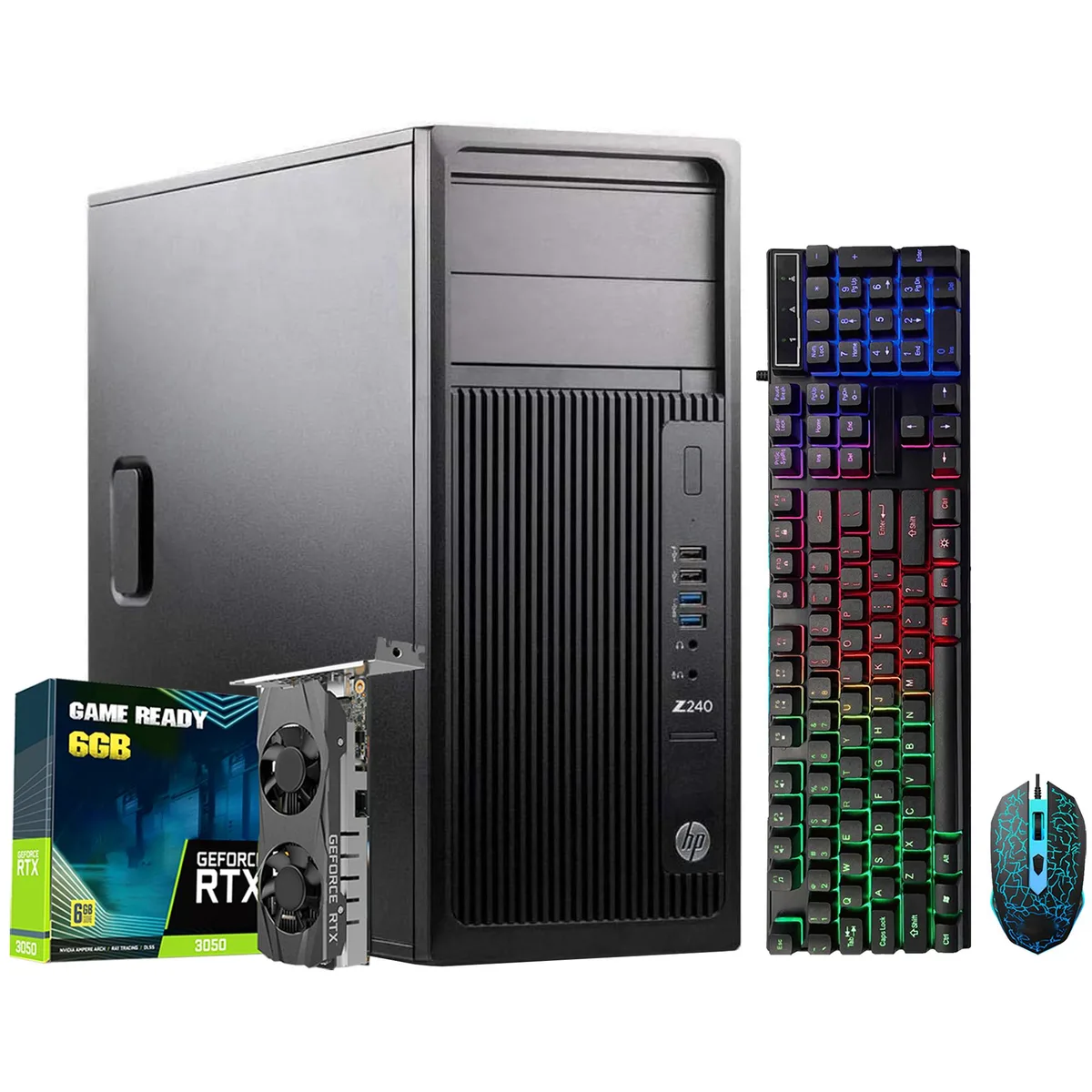 Black HP Z240 tower desktop with air cooling