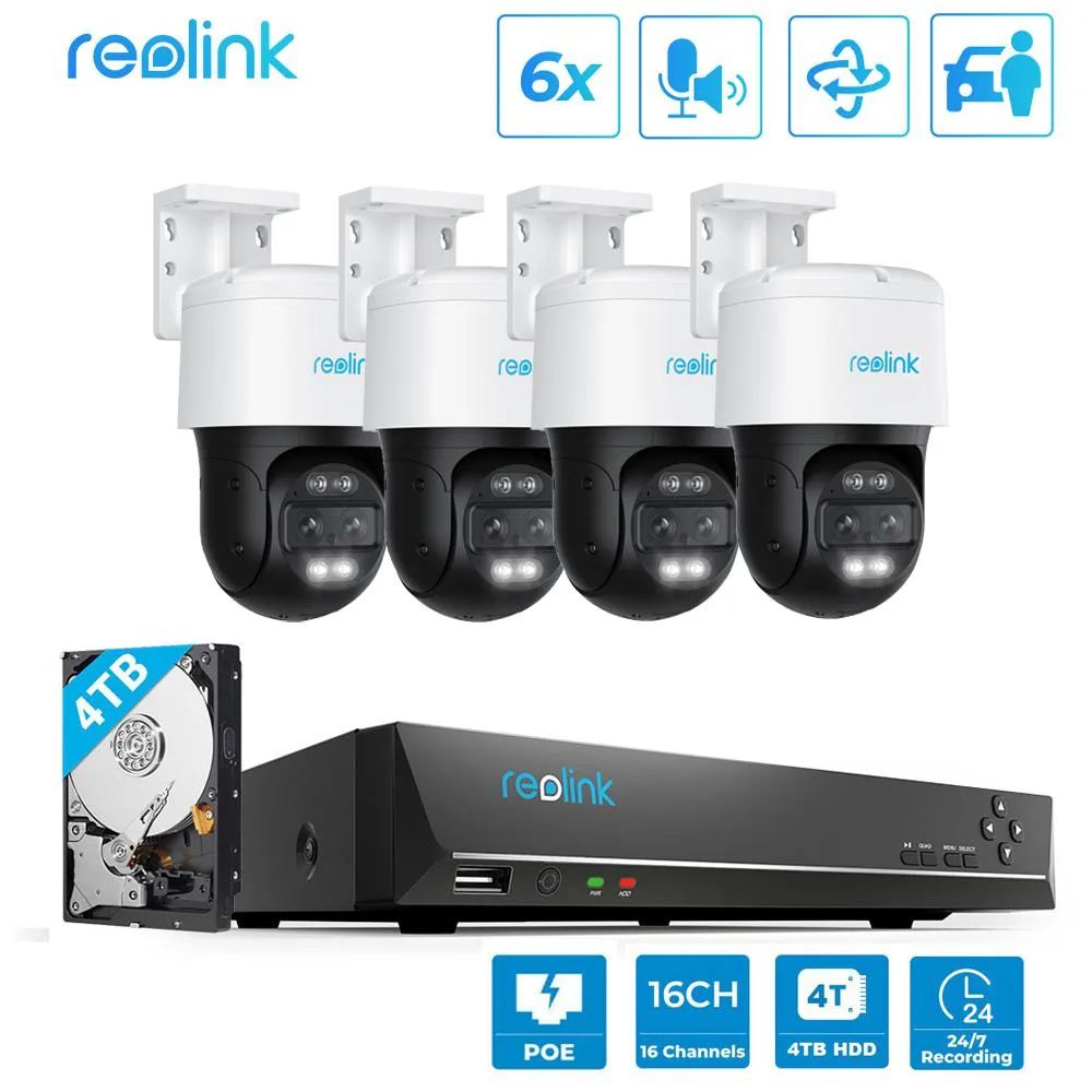 Reolink Reolink RLK16-TrackMixP4-A 16CH 4K PTZ Security System 4 Camera Kit 4TB HDD — toote foto