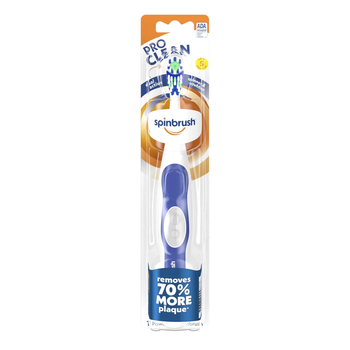  Arm &amp; Hammer Spinbrush Pro Series Daily Clean Battery Toothbrush, Soft Bristles, Blue — product photo
