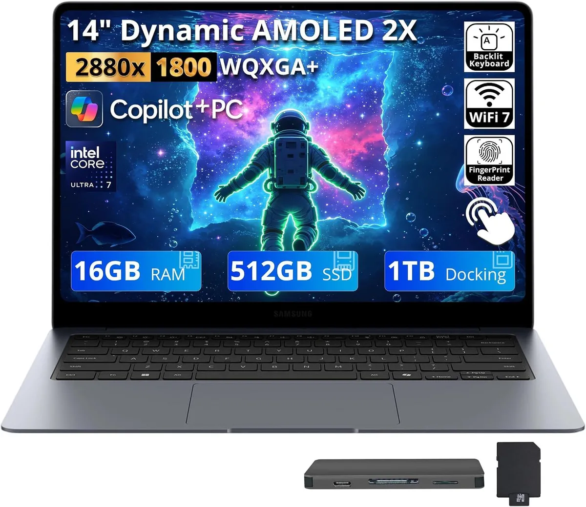 SAMSUNG SAMSUNG Galaxy Book6 Pro Copilot+ PC 14" 3K AMOLED Touchscreen Intel Core Ultra 7 356H 16GB 1.5TB Gray — תמונת המוצר
