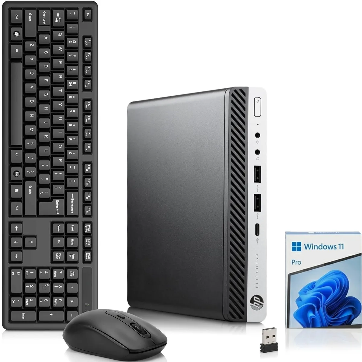 Small black square mini desktop PC with smooth matte finish