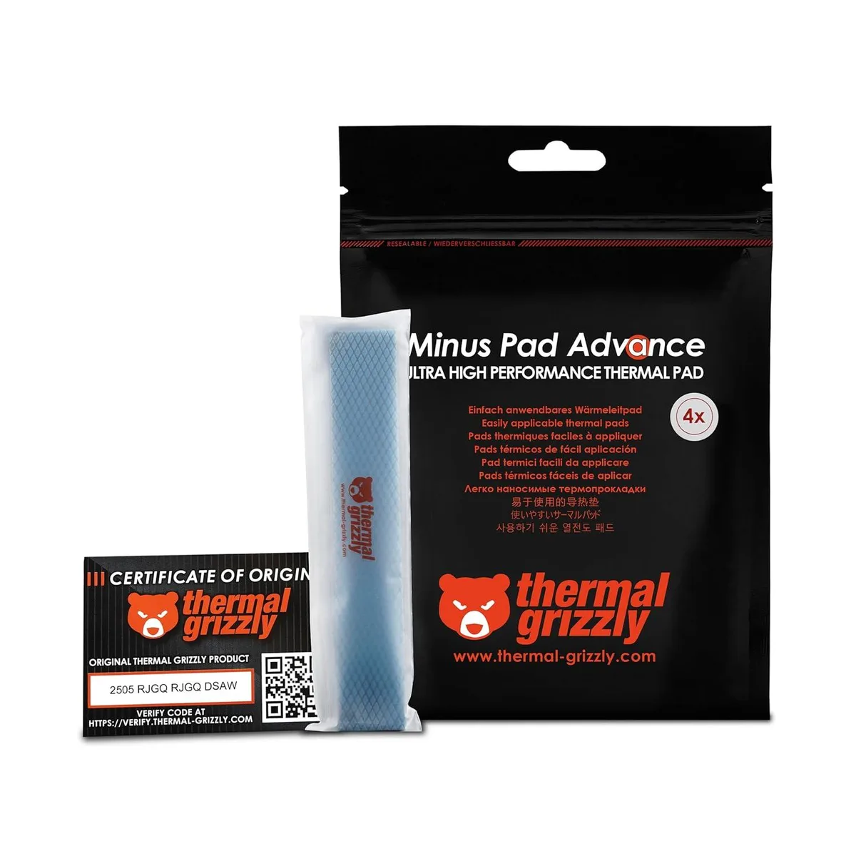 Thermal Grizzly Thermal Grizzly Minus Pad Advance 120x20x1.0mm 4-Pack — 商品照片
