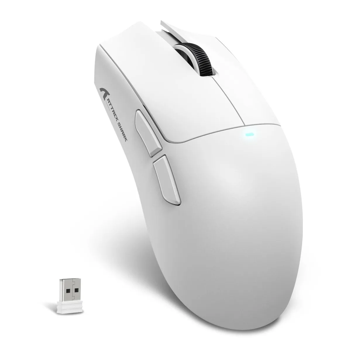 Black ultra-light wireless gaming mouse with 16 buttons, 59g weight, tri-mode connectivity
