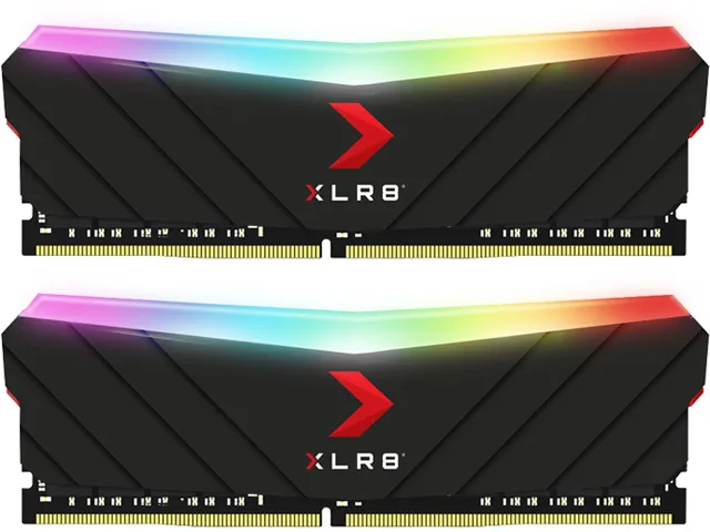 Two black DDR4 sticks with RGB heat spreaders