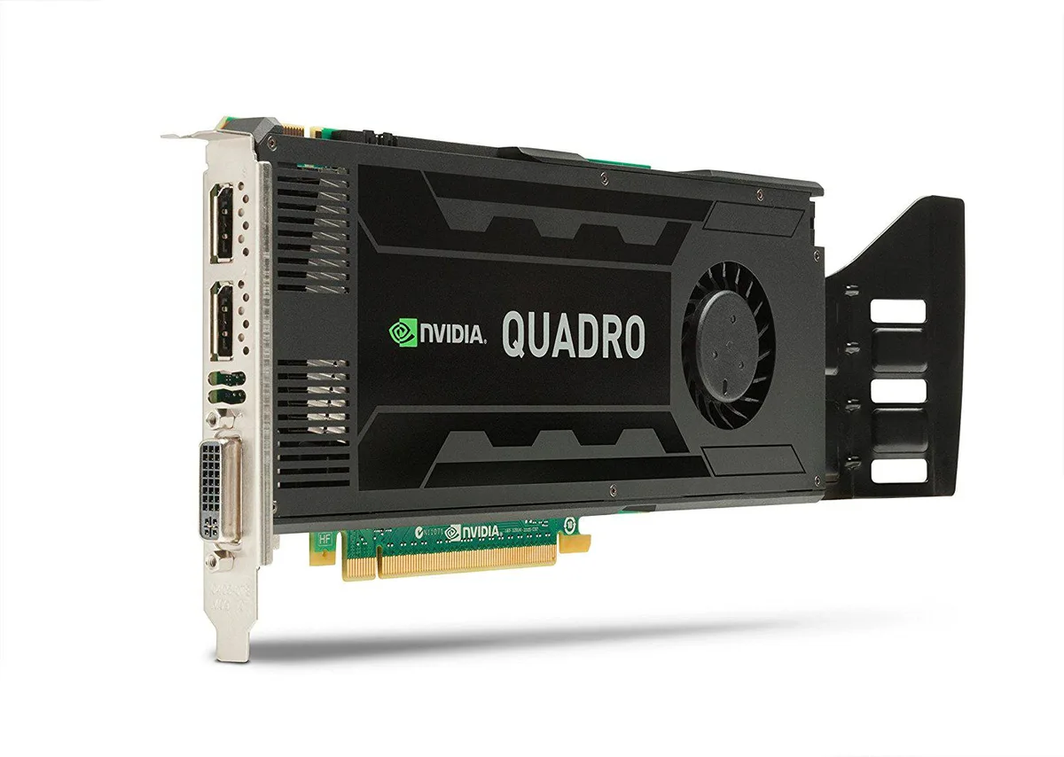Full-height single-slot graphics card with silver bracket, two DisplayPort and one DVI output