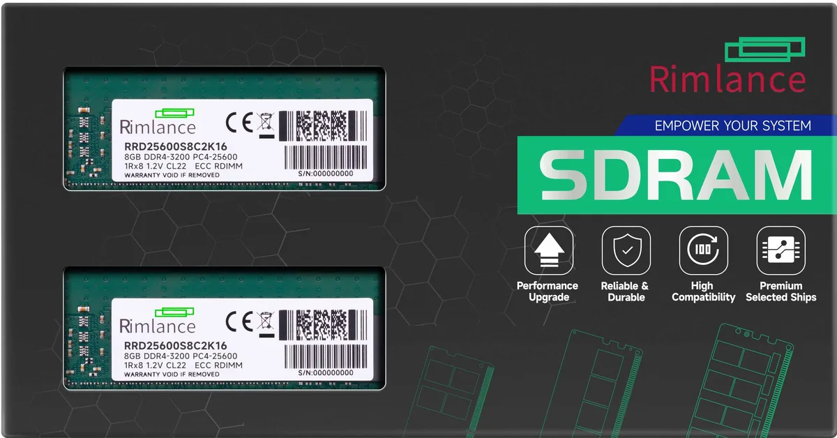 RIMLANCE RIMLANCE 16GB (2x8GB) DDR4 3200 ECC Registered RDIMM Server Memory — 商品照片
