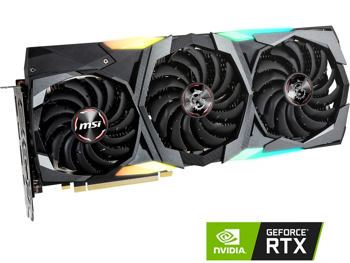 MSI GeForce RTX 2080 Gaming X Trio triple-fan graphics card, silver and black finish