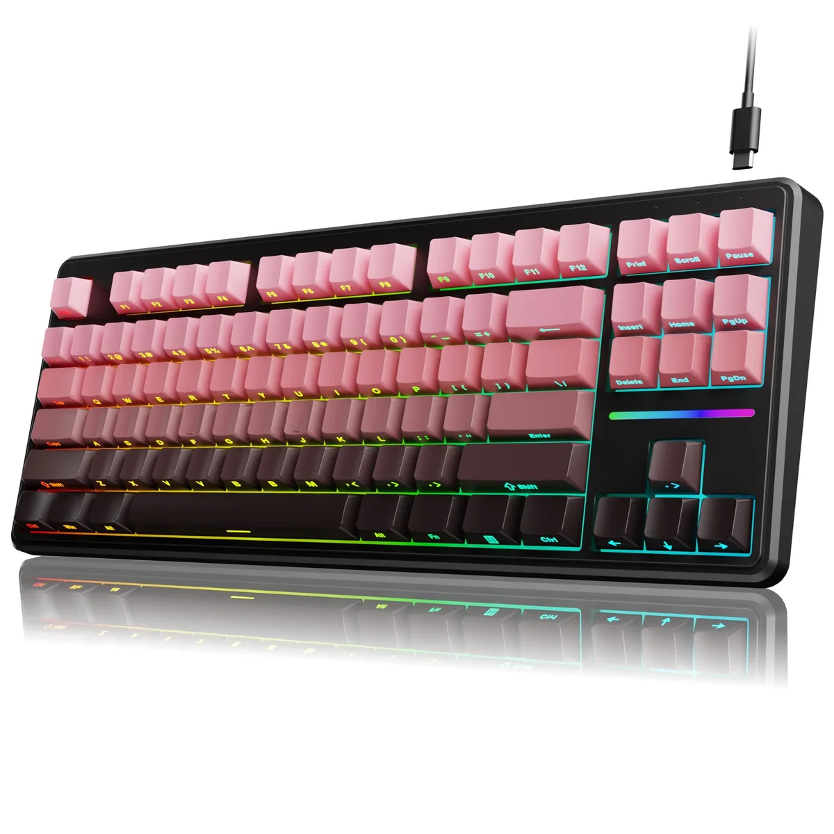 EWEADN V80 Wired TKL RGB Gaming Keyboard BlackBerry Pink — 제품 사진