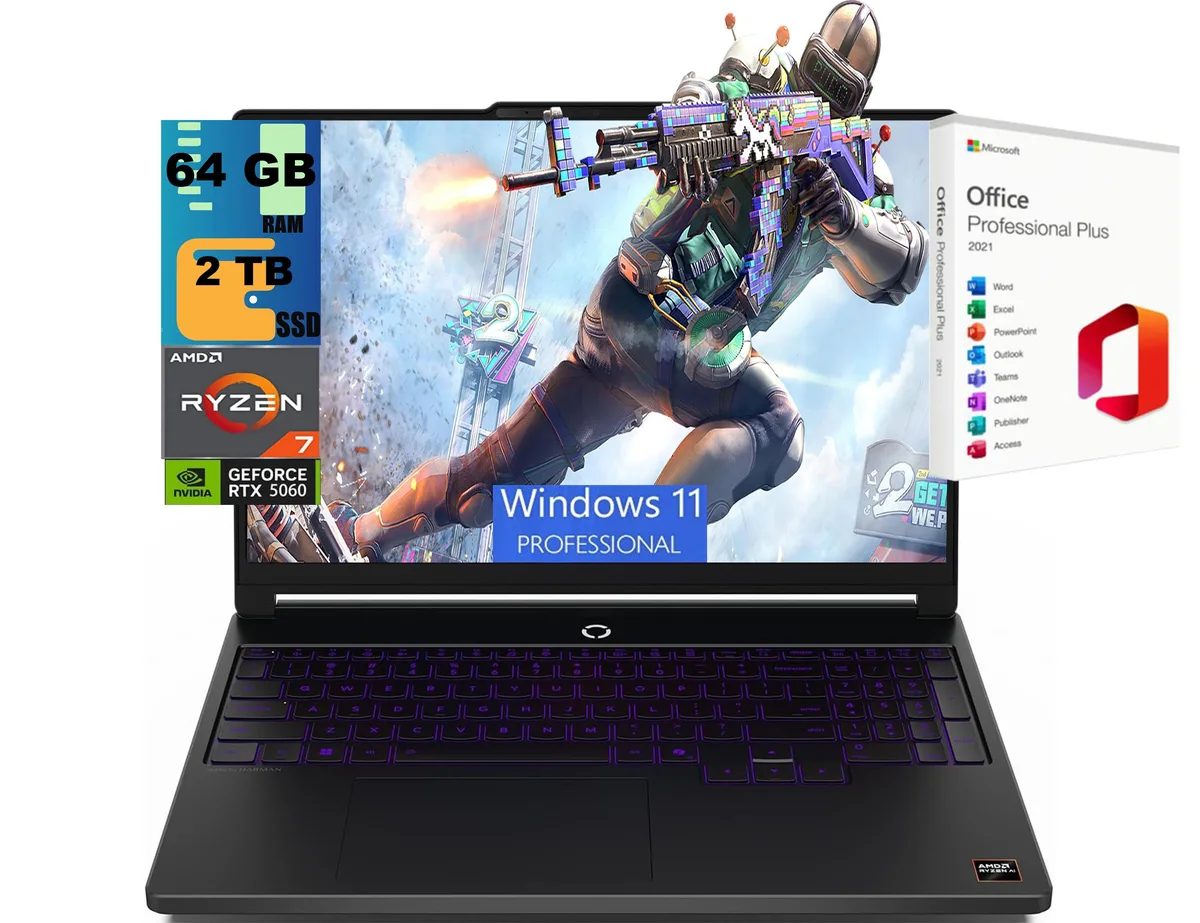 Black Lenovo Legion 5a 15 gaming laptop 15.3 inch WQXGA display 165Hz refresh rate 4.12 pounds 13.54 by 9.63 by .75 inches