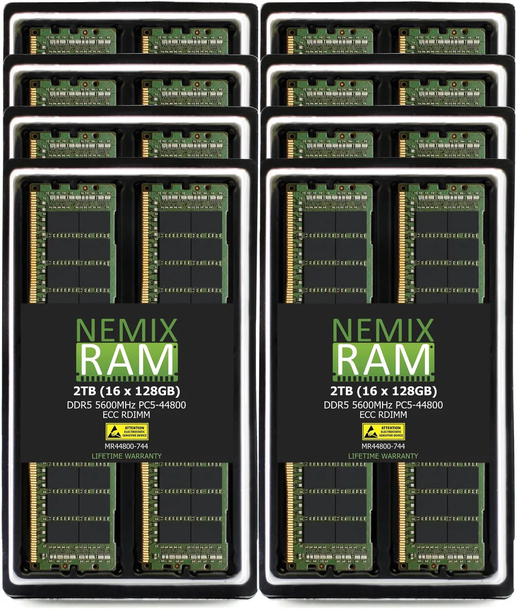 NEMIX RAM NEMIX RAM DDR5 ECC RDIMM 2TB (16x128GB) 5600MHz CL46 1.1V 4Rx4 Server Memory — product photo