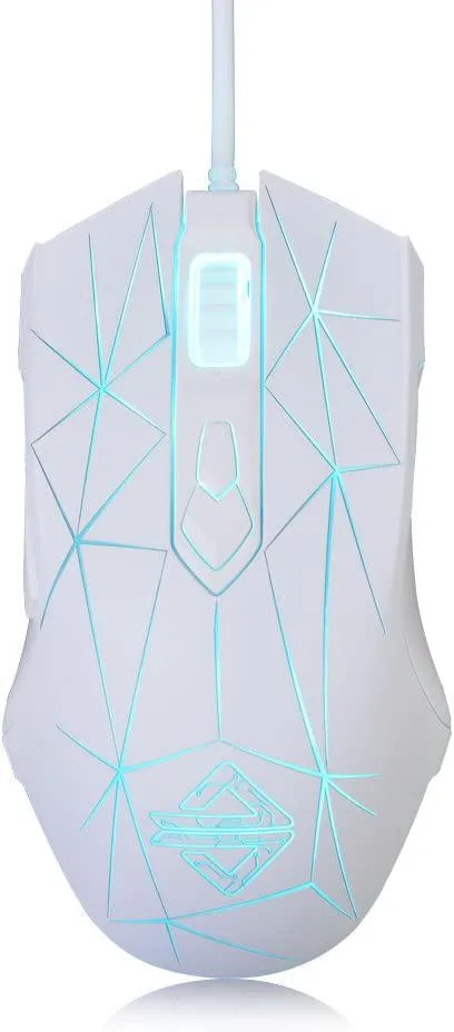 Star White ergonomic gaming mouse with RGB lighting zones and seven buttons