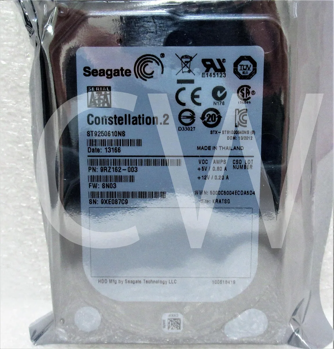 Silver 2.5 inch bare hard drive with SATA connectors