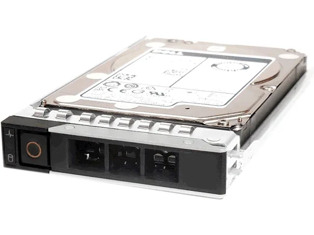 Silver 2.5 inch Dell SAS hard drive with label showing 600GB 10000 RPM