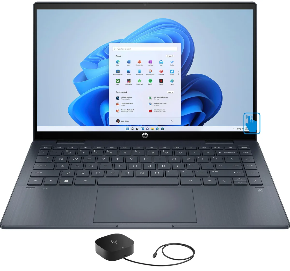 HP HP Pavilion 14-ek0013dx 2-in-1 laptop i3-1215U 8GB 256GB SSD 14" touch Windows 11 Home S-Mode Space Blue — product photo